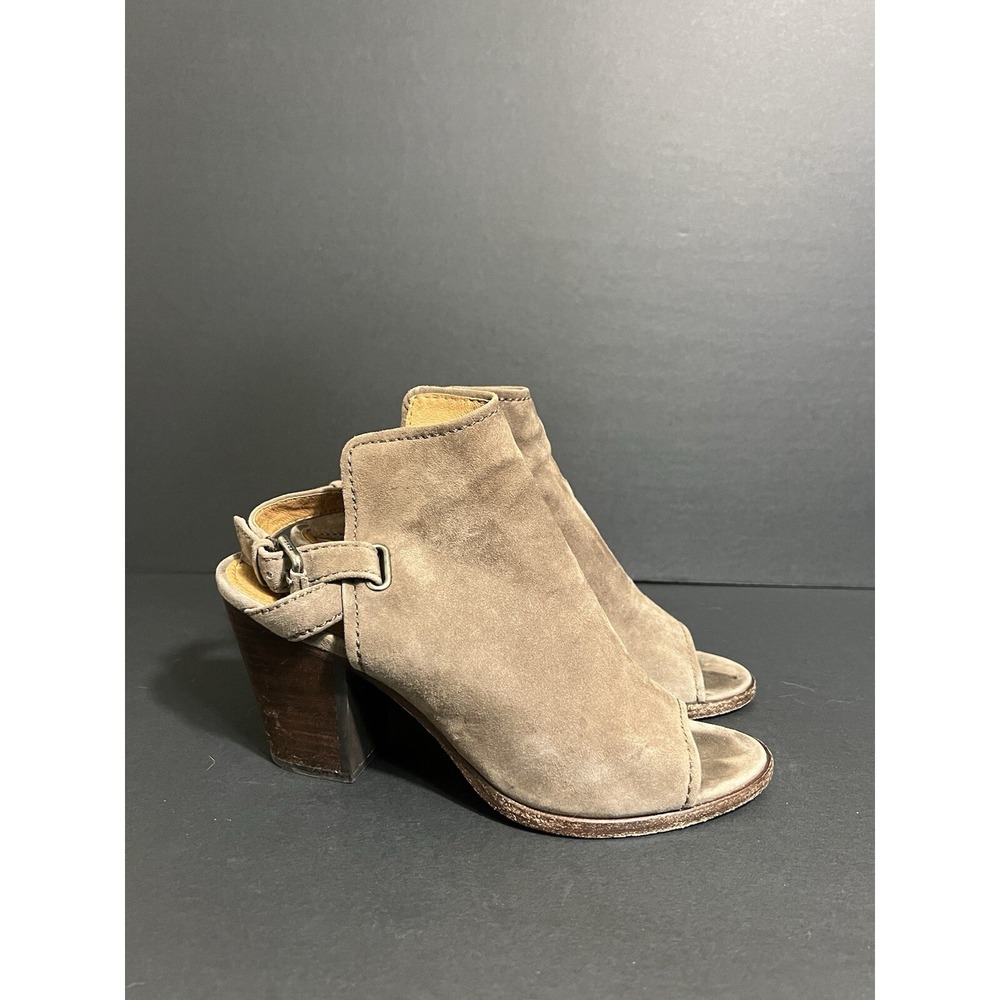 Frye Dani Shield Sling Women's Size 9M US Taupe Suede Buckle Heeled Sandals